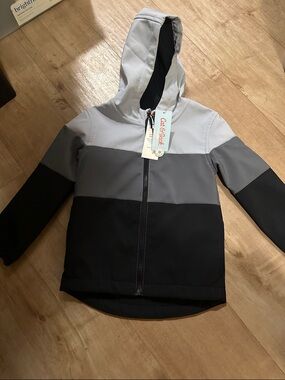Cat & Jack Boys' Tri-Color Hooded Jacket - Light Gray, Gray, Black